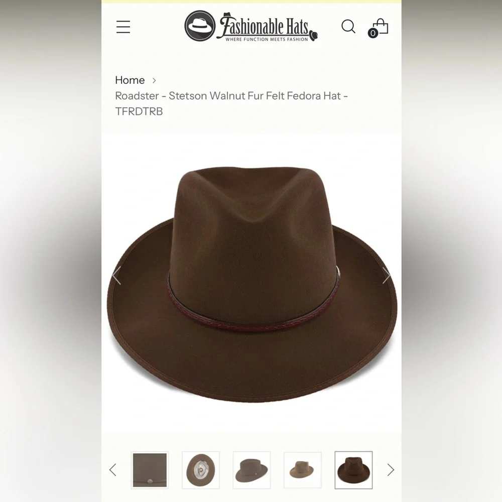 Stetson Roadster Walnut Brown Wool Felt Ranch Hat- Sz 7 3/8 - New With Tags! - Picture 3 of 9